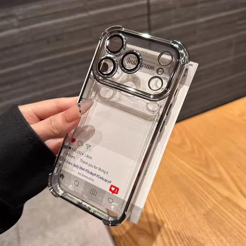 Four-Corner Anti-Fall Transparent Mobile Phone Case, Frame Electroplating, Mobile Phone Case with Anti-Fall Safety Pad, Suitable for Iphone17Promax, Iphone16 15 14 13 12 11Promaxplus, Sturdy and Thickened Mobile Phone Case
