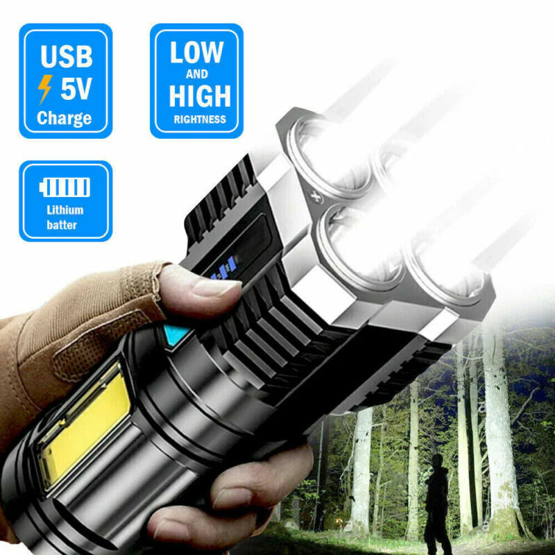 ULTRA Strong Military Quad-Core High Lumen LED Light USB Charging Outdoor Survival