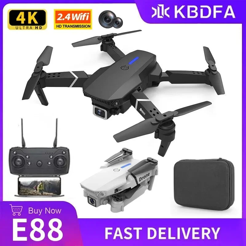 E88 Pro WIFI FPV Drone Wide Angle HD 4K 1080P Camera Height Hold RC Foldable Quadcopter Dron Helicopter Toys Gift