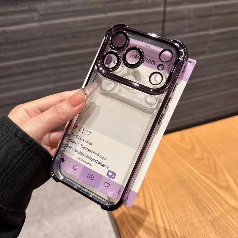 Four-Corner Anti-Fall Transparent Mobile Phone Case, Frame Electroplating, Mobile Phone Case with Anti-Fall Safety Pad, Suitable for Iphone17Promax, Iphone16 15 14 13 12 11Promaxplus, Sturdy and Thickened Mobile Phone Case