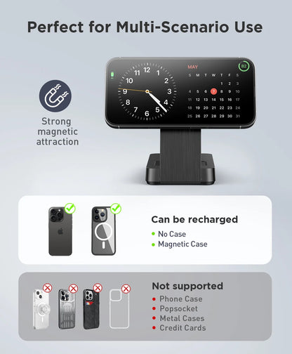 3 in 1 Magnetic Charging Station -  2025 Wireless Charger Compatible for Iphone 17/16/15/14/13/12 plus Pro Max, Foldable Portable Charger Dock for Iwatch & Airpods