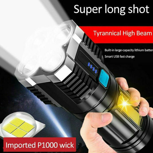 ULTRA Strong Military Quad-Core High Lumen LED Light USB Charging Outdoor Survival