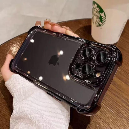 Four-Corner Anti-Fall Transparent Mobile Phone Case, Frame Electroplating, Mobile Phone Case with Anti-Fall Safety Pad, Suitable for Iphone17Promax, Iphone16 15 14 13 12 11Promaxplus, Sturdy and Thickened Mobile Phone Case