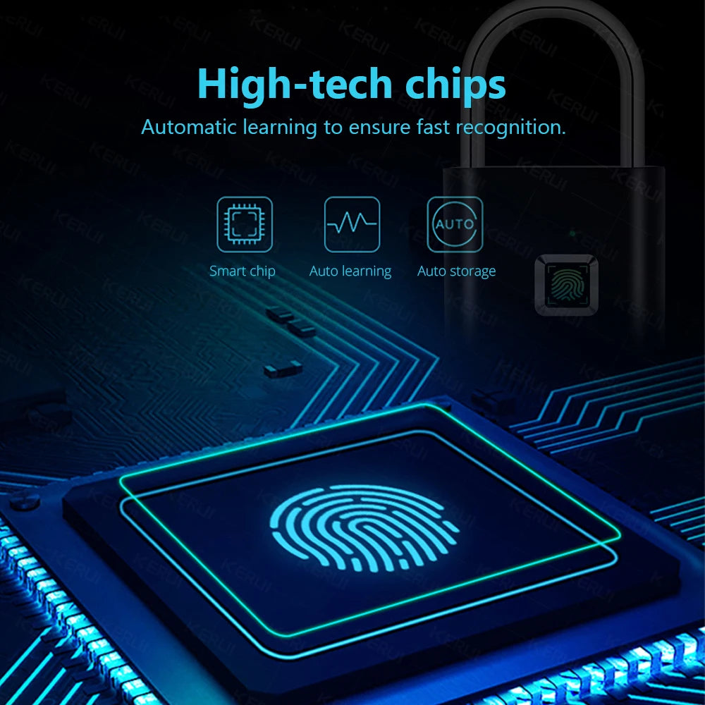 Smart Fingerprint Padlock USB Rechargeable Mini Size Finger Touch Lock for Door Cabinets Locker Bikes Door Lock