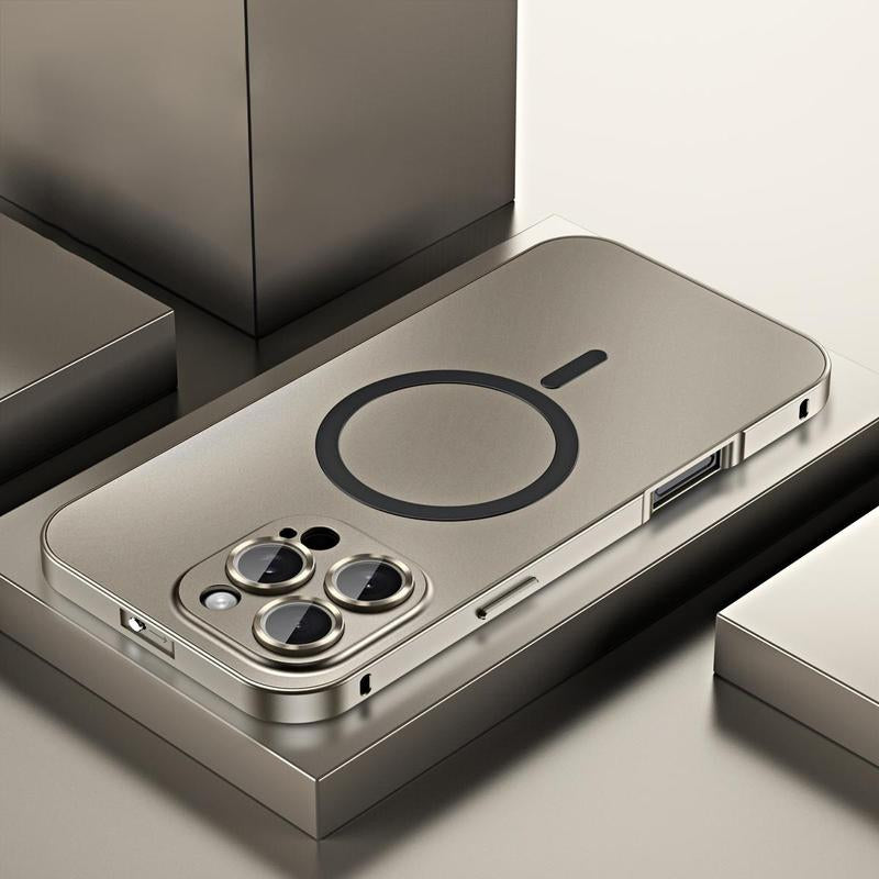 Alloy Aluminum Metal Magsafe Magnetic Case for Iphone 17 Pro Max 16 15 14 13 12 Pro Max Iphone Air 17 Air, Ultra Thin Phone Case Full Coverage Lens Protective Cover