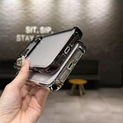 Four-Corner Anti-Fall Transparent Mobile Phone Case, Frame Electroplating, Mobile Phone Case with Anti-Fall Safety Pad, Suitable for Iphone17Promax, Iphone16 15 14 13 12 11Promaxplus, Sturdy and Thickened Mobile Phone Case