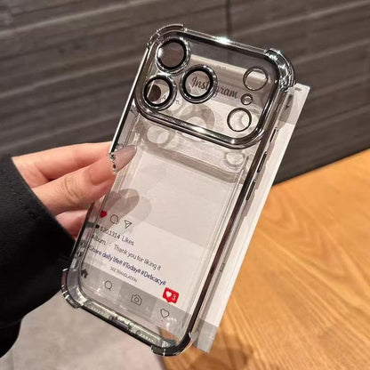 Four-Corner Anti-Fall Transparent Mobile Phone Case, Frame Electroplating, Mobile Phone Case with Anti-Fall Safety Pad, Suitable for Iphone17Promax, Iphone16 15 14 13 12 11Promaxplus, Sturdy and Thickened Mobile Phone Case