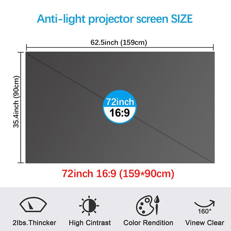 120 Inch Projector Screen, 4K Metal Lightproof Foldable Portable Movie Screen 16:9 for Home Theater Party Office Classroom Outdoor Indoor, Easy Installation with Velcro HD Projector Screen