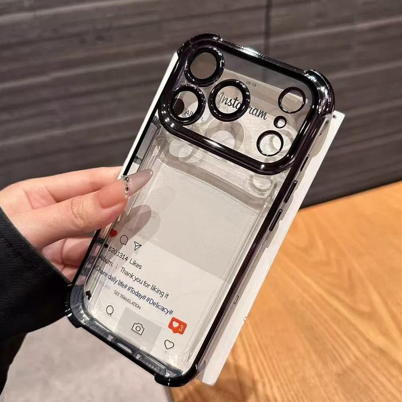 Four-Corner Anti-Fall Transparent Mobile Phone Case, Frame Electroplating, Mobile Phone Case with Anti-Fall Safety Pad, Suitable for Iphone17Promax, Iphone16 15 14 13 12 11Promaxplus, Sturdy and Thickened Mobile Phone Case