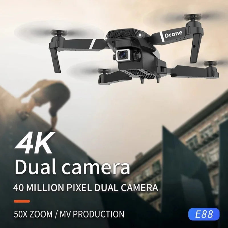 E88 Pro WIFI FPV Drone Wide Angle HD 4K 1080P Camera Height Hold RC Foldable Quadcopter Dron Helicopter Toys Gift